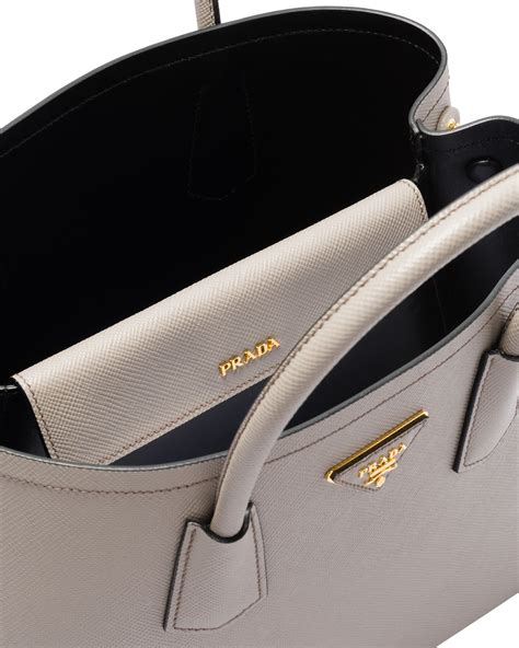 large prada bag with double front pockets|prada double saffiano leather bag.